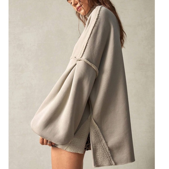 Cozy Reverse Stitch Oversized High Neck Sweatshirt Top